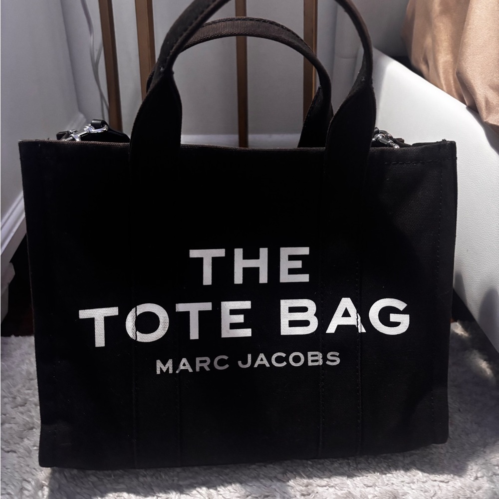 Marc Jacobs Black Tote Bag with White Lettering